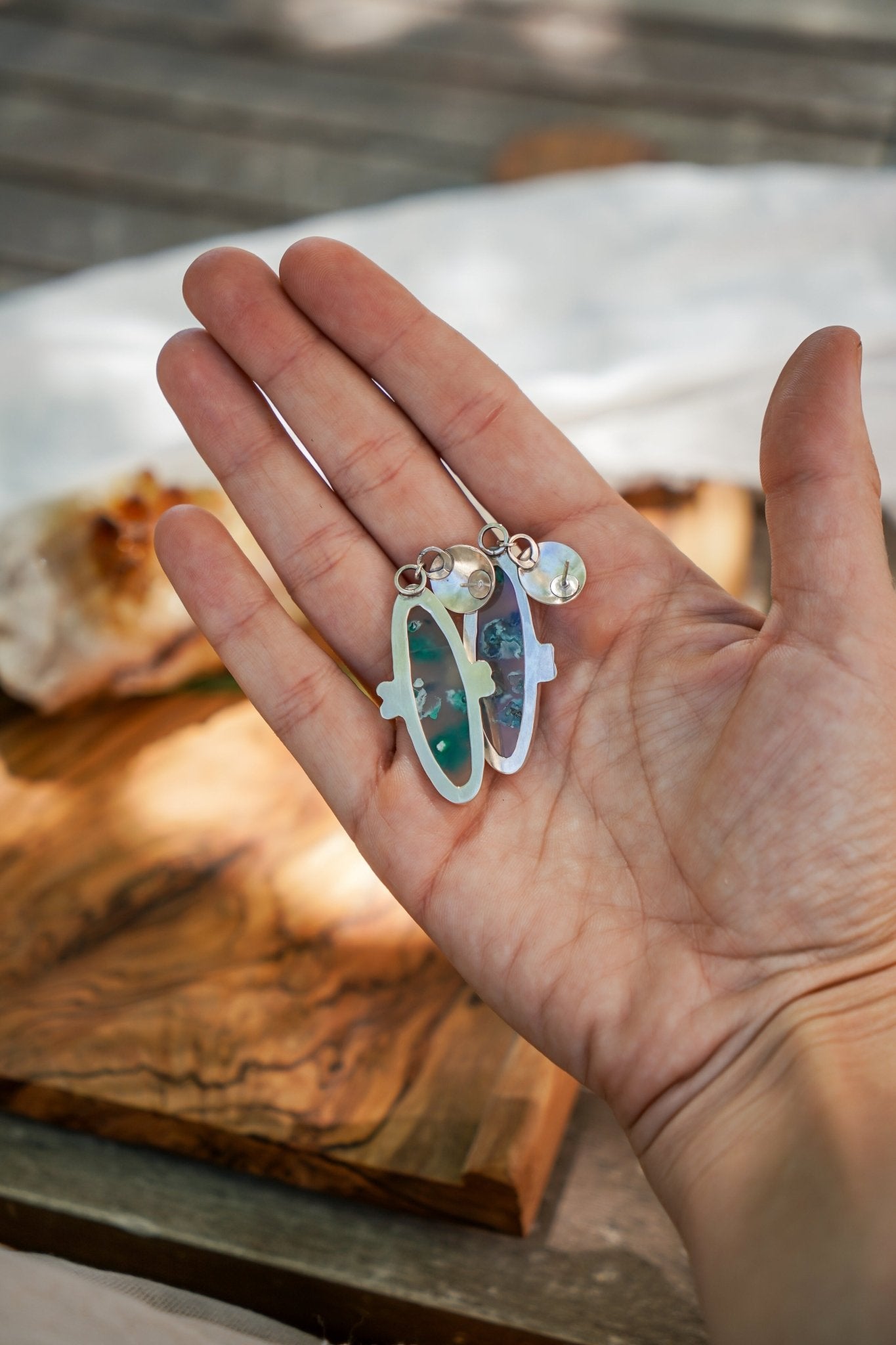 Earrings in Confetti Chrysocolla - Golden Road Crafted