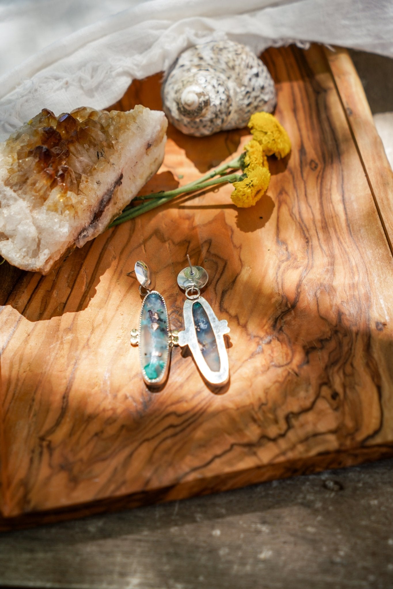 Earrings in Confetti Chrysocolla - Golden Road Crafted