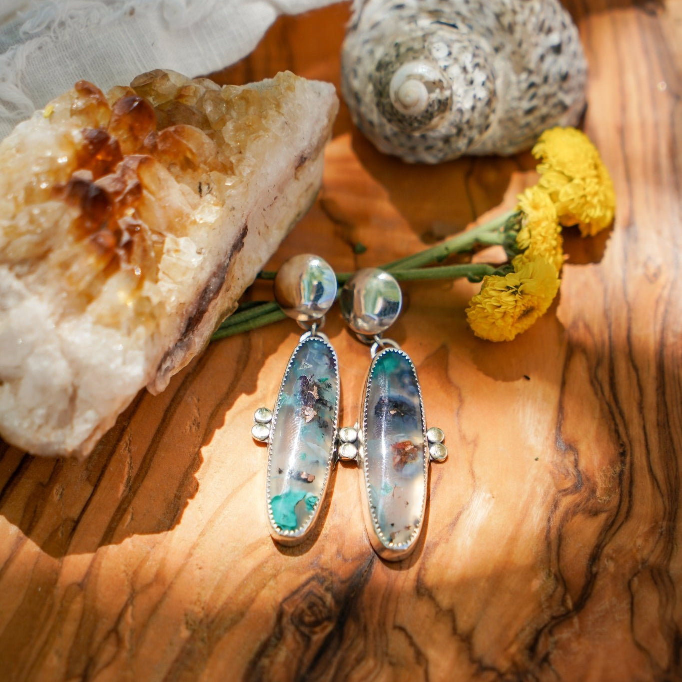 Earrings in Confetti Chrysocolla - Golden Road Crafted