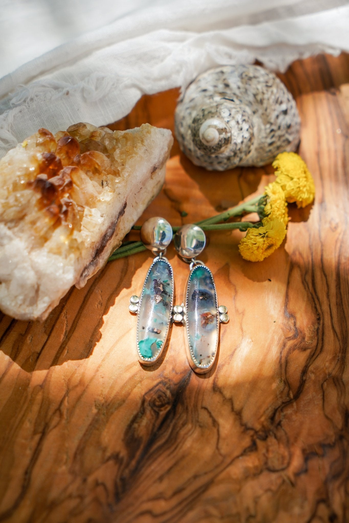 Earrings in Confetti Chrysocolla - Golden Road Crafted