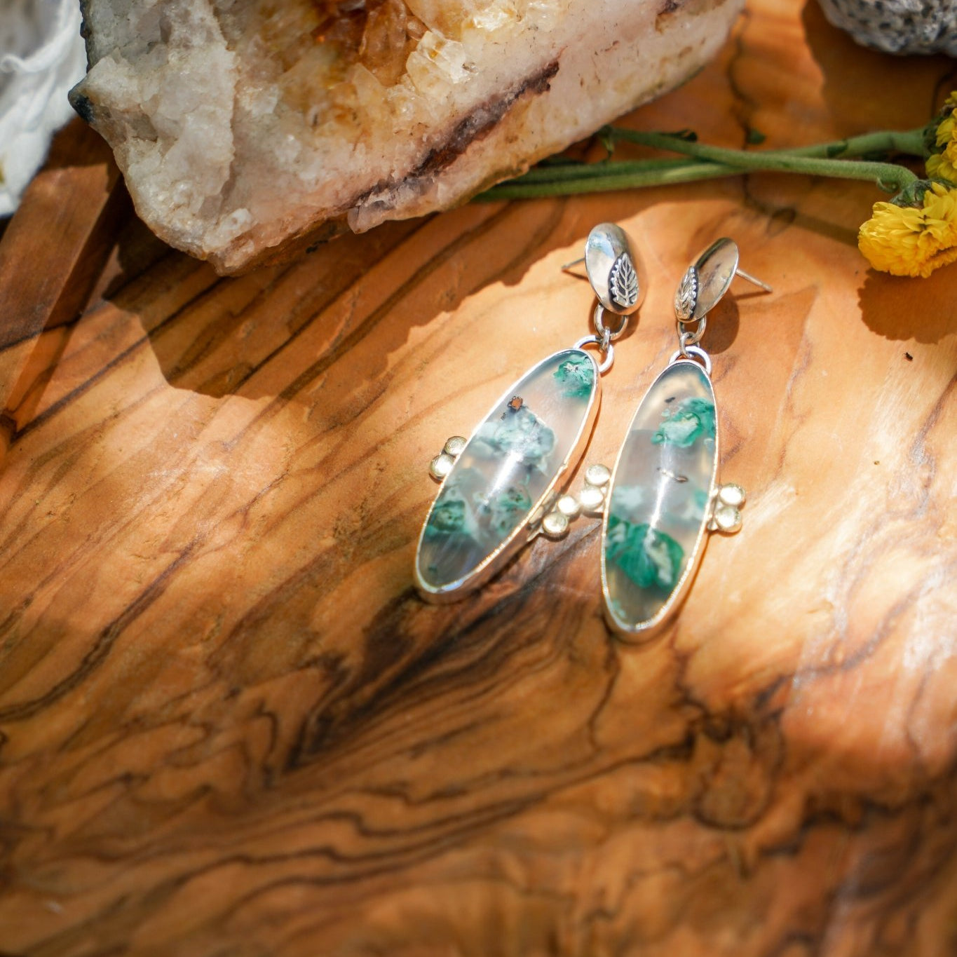 Earrings in Confetti Chrysocolla - Golden Road Crafted