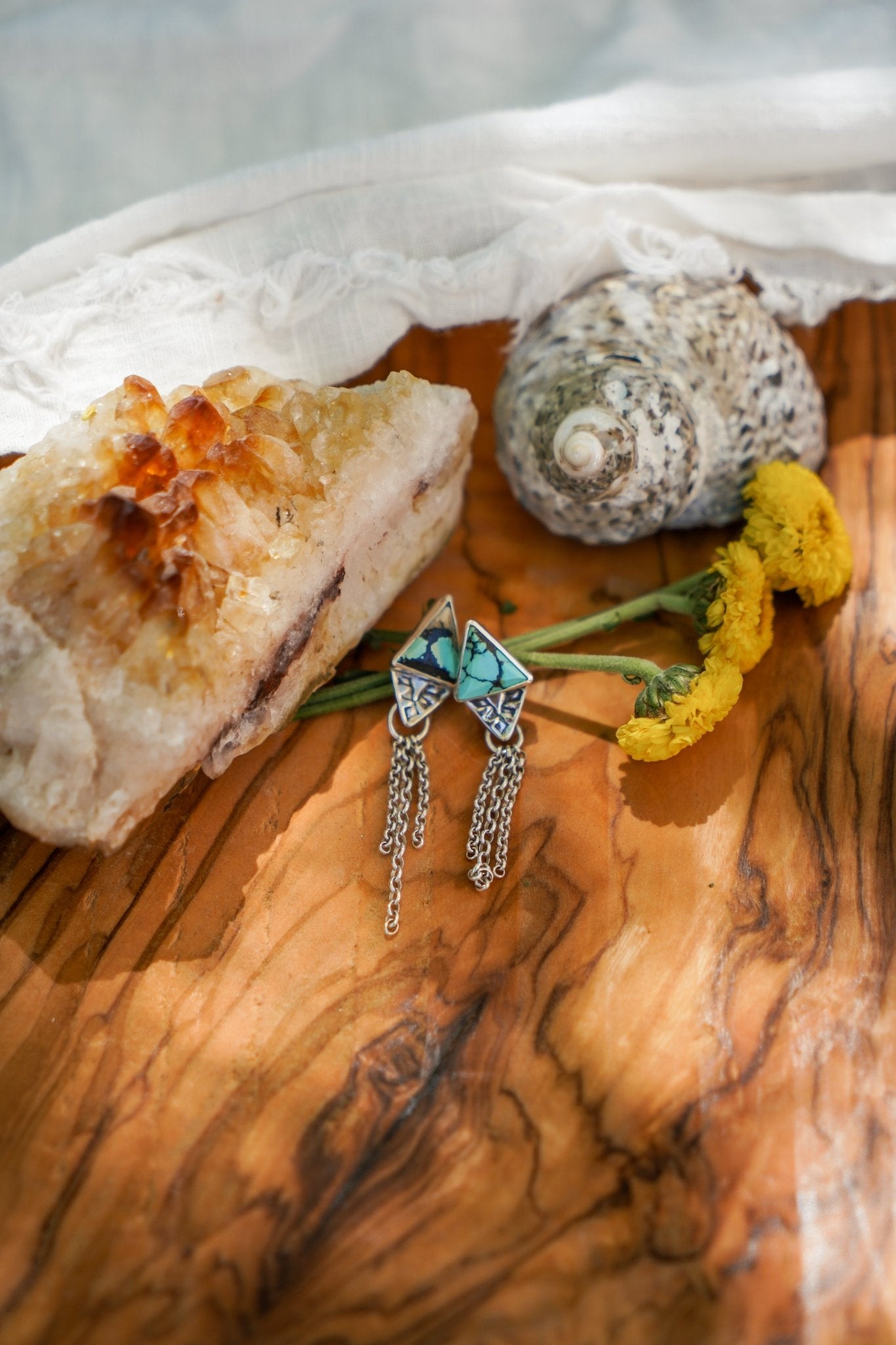 Earrings in Hubei Turquoise - Golden Road Crafted