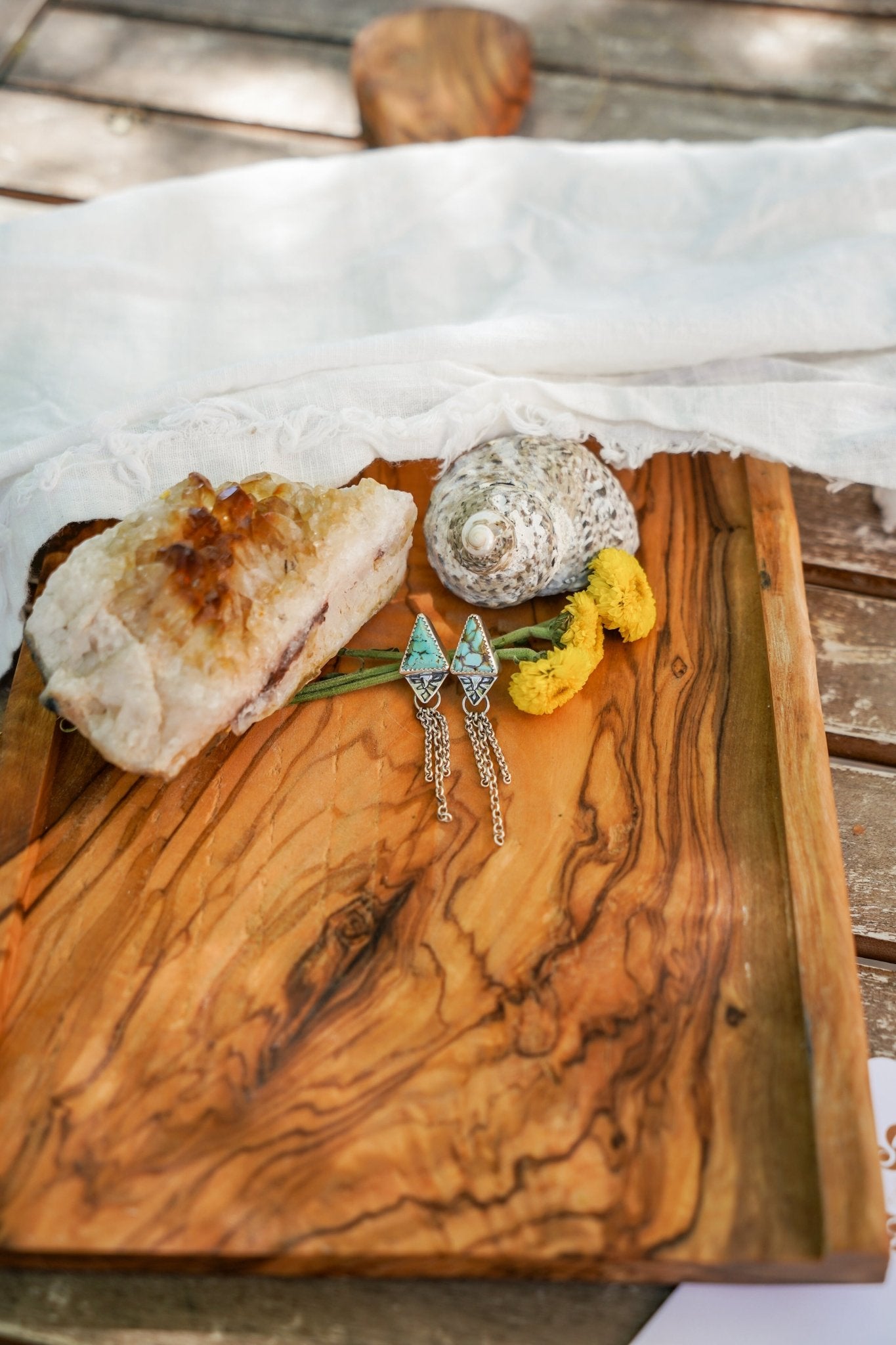 Earrings in Hubei Turquoise - Golden Road Crafted