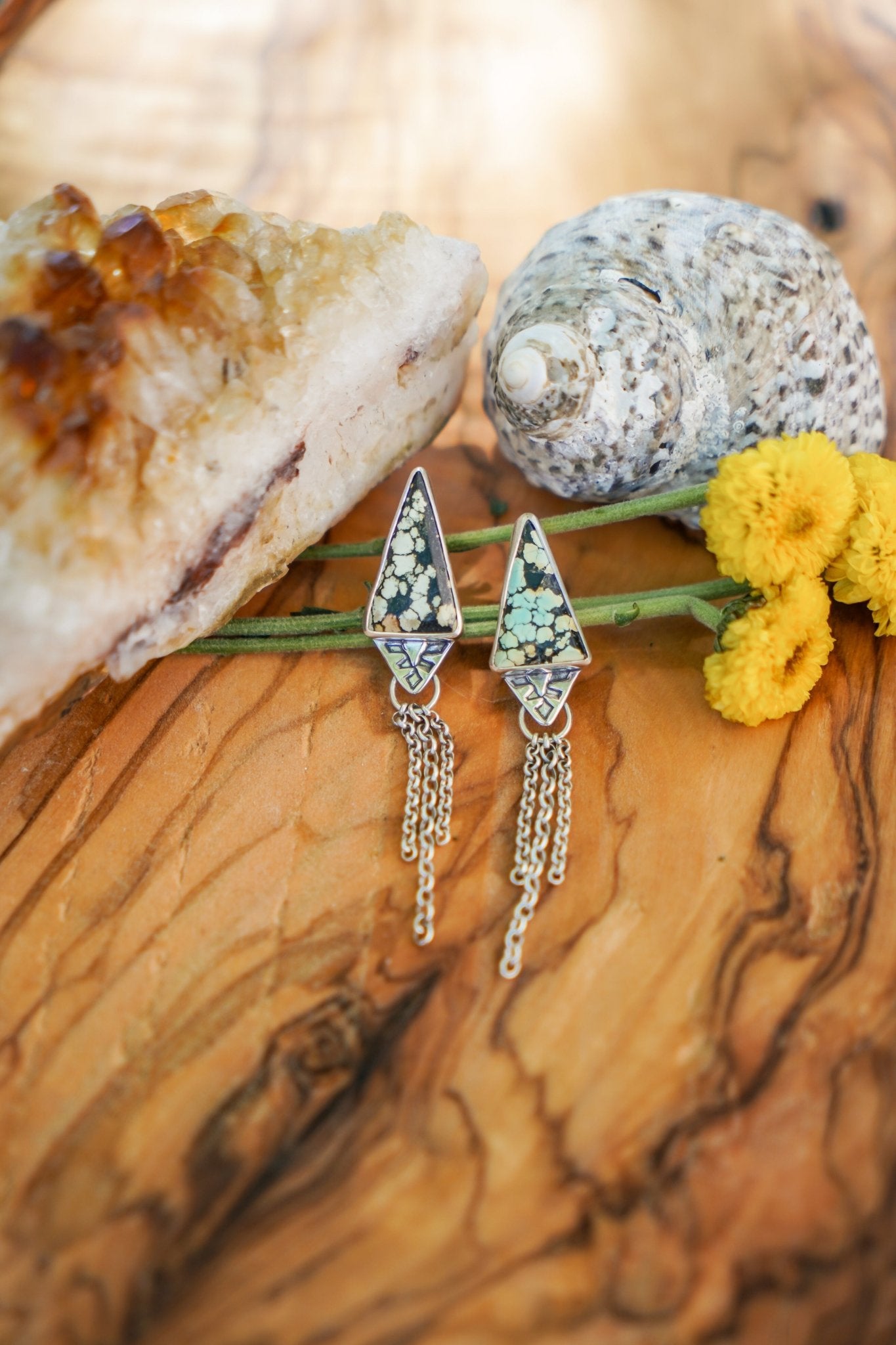 Earrings in Hubei Turquoise - Golden Road Crafted