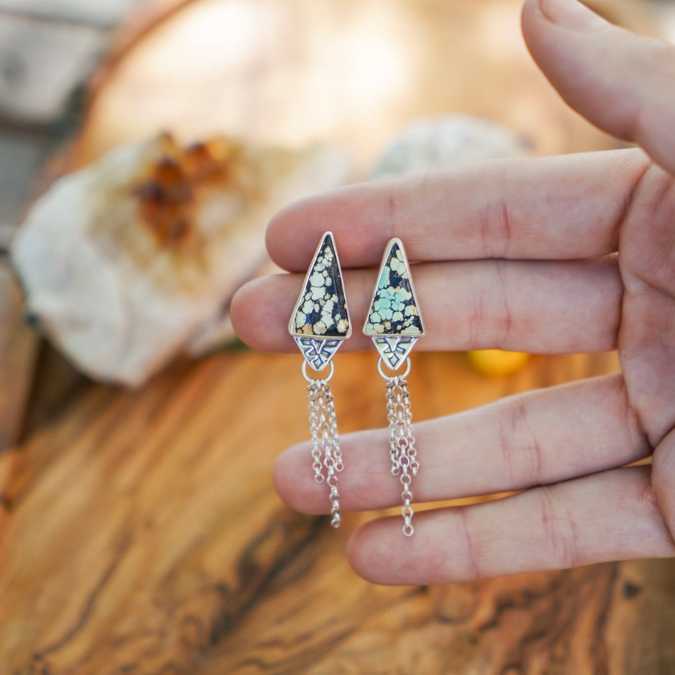 Earrings in Hubei Turquoise - Golden Road Crafted