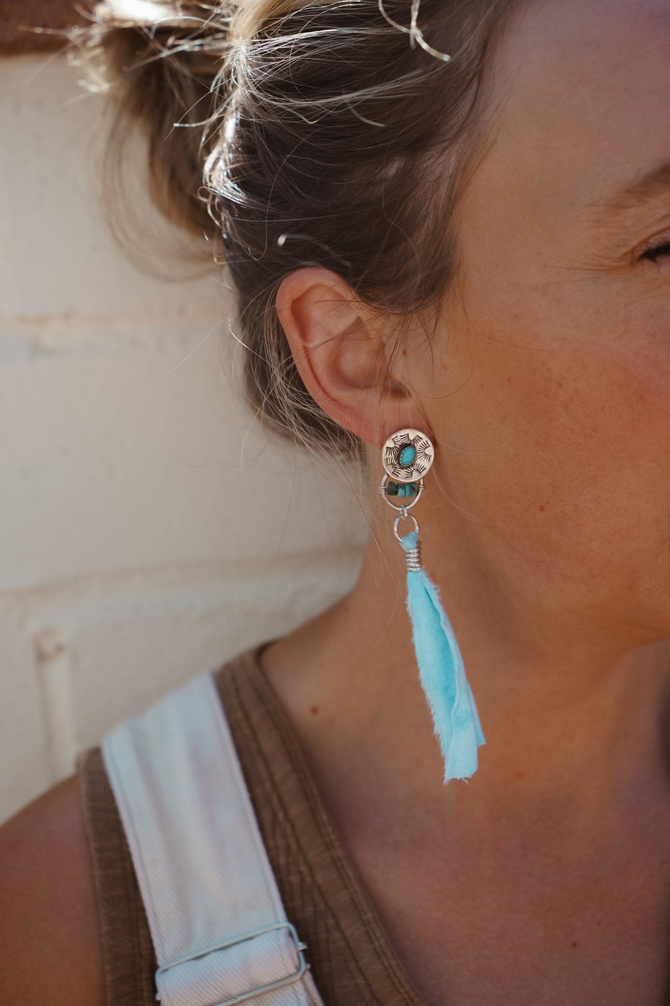 Earrings in Lone Mountain Turquoise - Golden Road Crafted