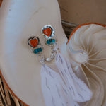 Earrings in Spiny Oyster Hearts - Golden Road Crafted