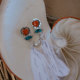 Earrings in Spiny Oyster Hearts - Golden Road Crafted