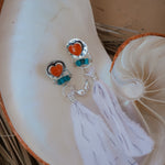 Earrings in Spiny Oyster Hearts - Golden Road Crafted