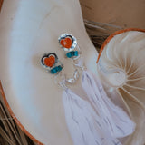 Earrings in Spiny Oyster Hearts - Golden Road Crafted