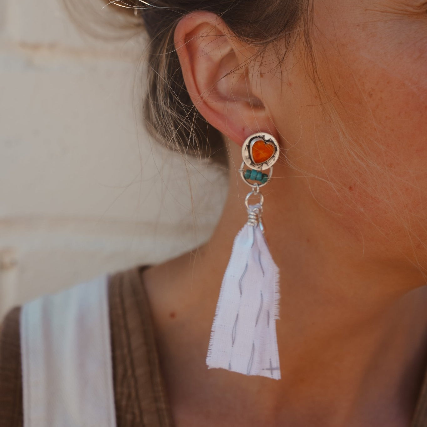 Earrings in Spiny Oyster Hearts - Golden Road Crafted