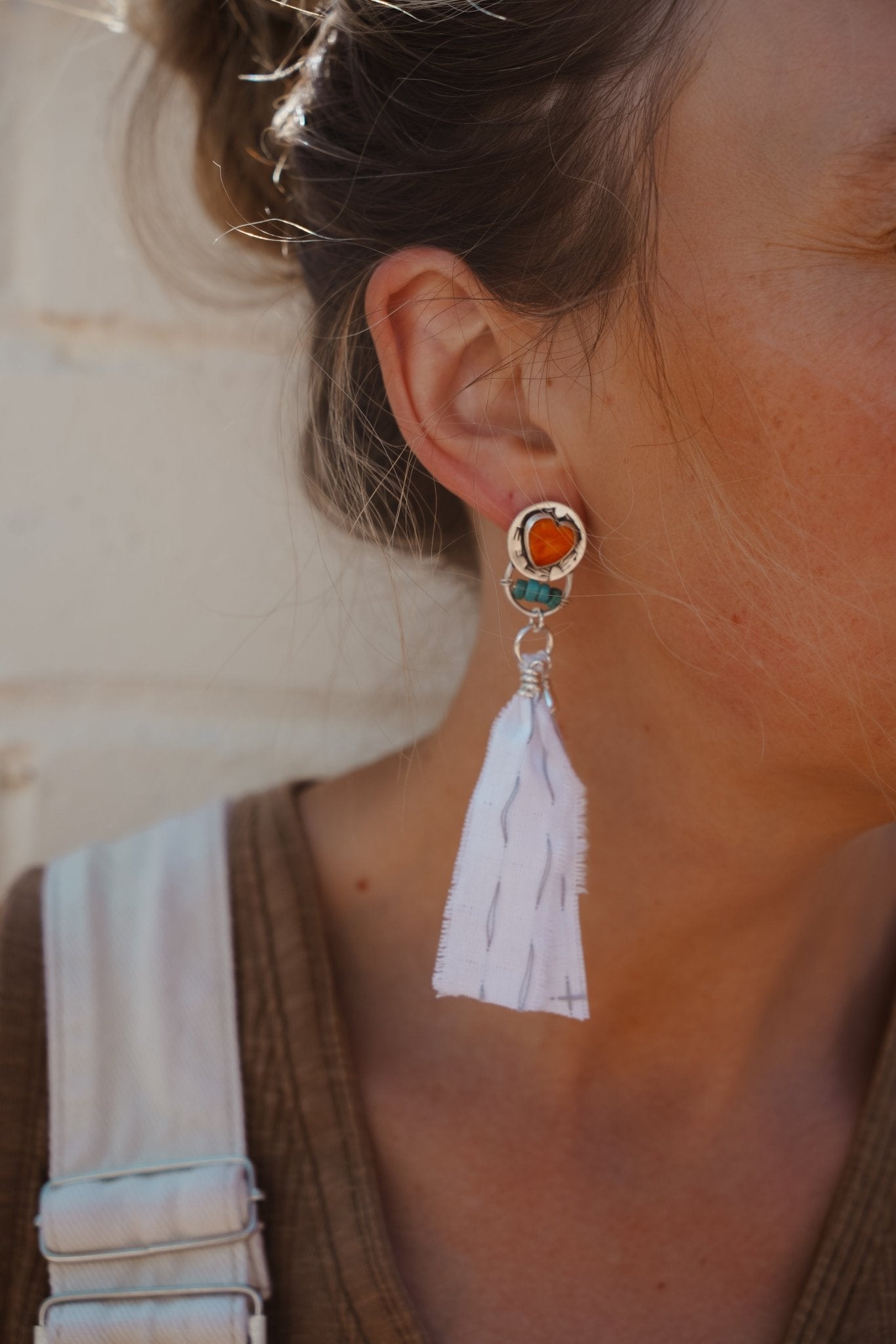 Earrings in Spiny Oyster Hearts - Golden Road Crafted