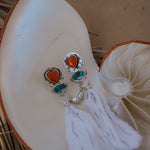 Earrings in Spiny Oyster Hearts - Golden Road Crafted