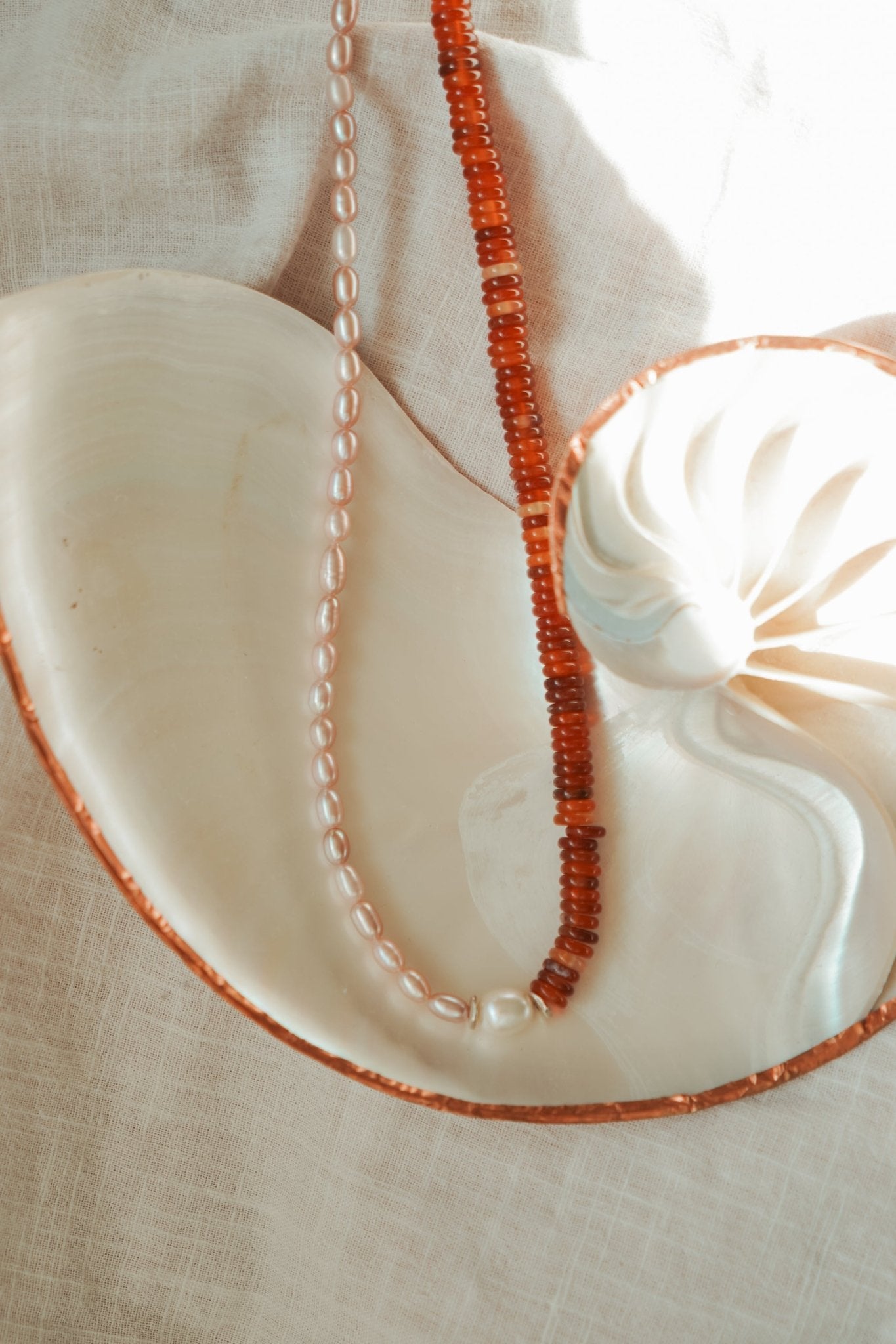 Easy Lovin’ Duel Necklace in Citrine + Freshwater Pearl - Golden Road Crafted