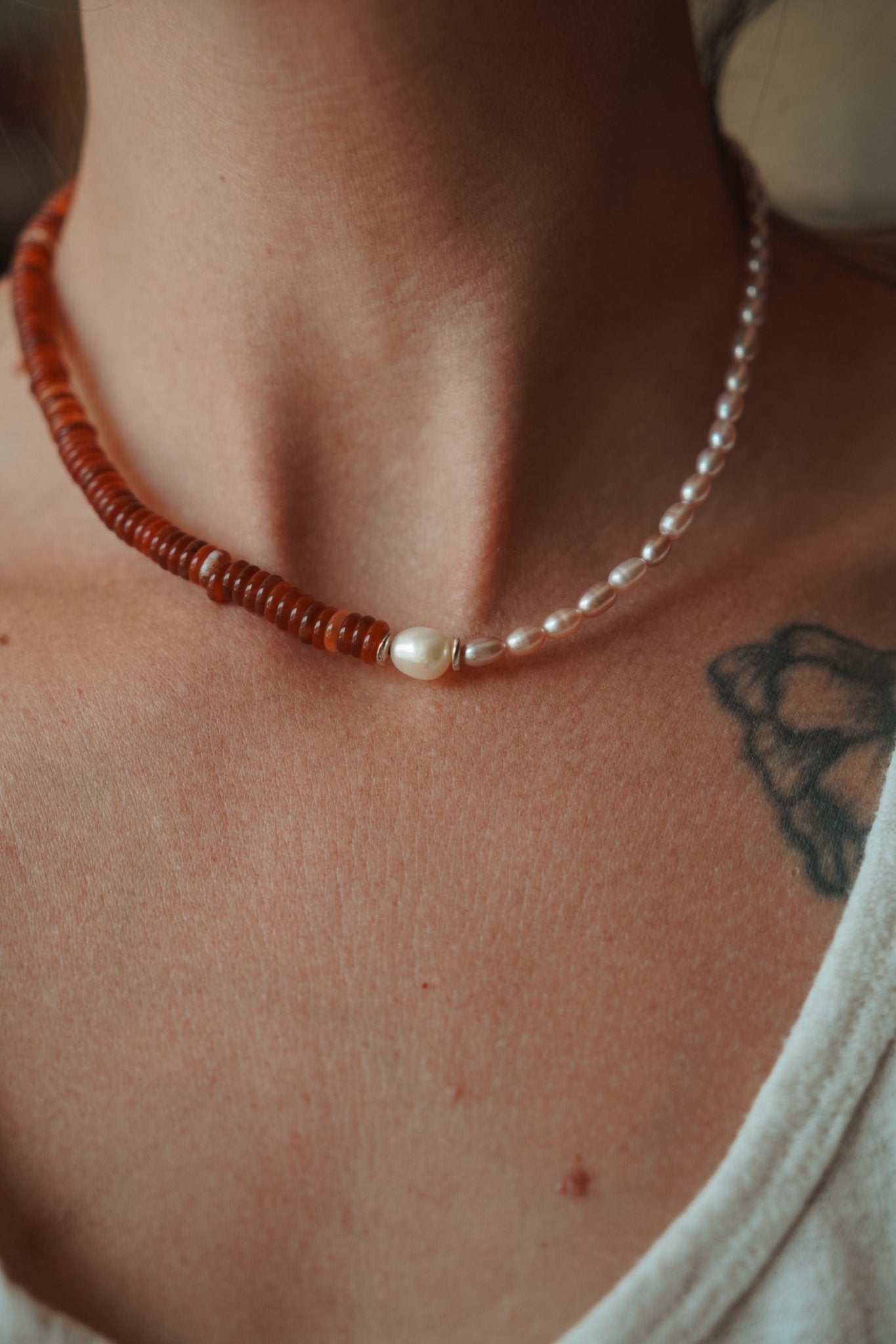 Easy Lovin’ Duel Necklace in Citrine + Freshwater Pearl - Golden Road Crafted