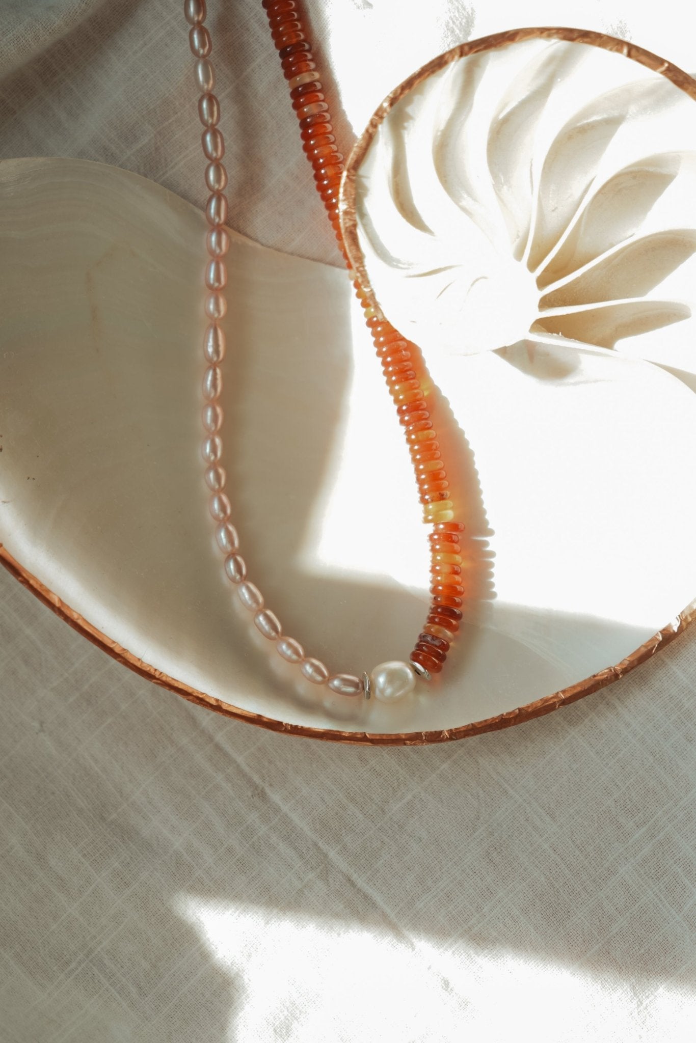 Easy Lovin’ Duel Necklace in Citrine + Freshwater Pearl - Golden Road Crafted