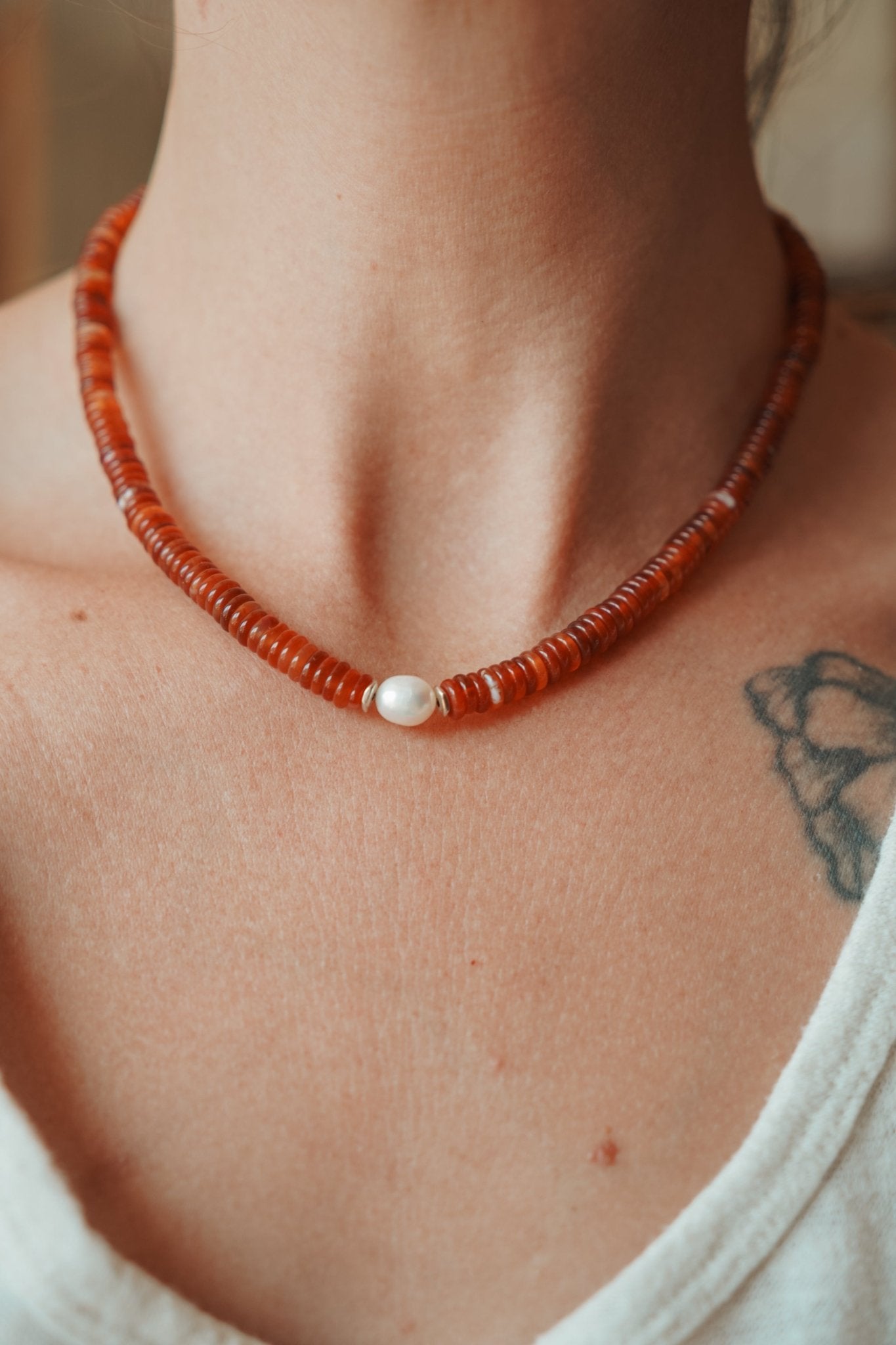 Easy Lovin' Necklace in Citrine & Freshwater Pearl - Golden Road Crafted