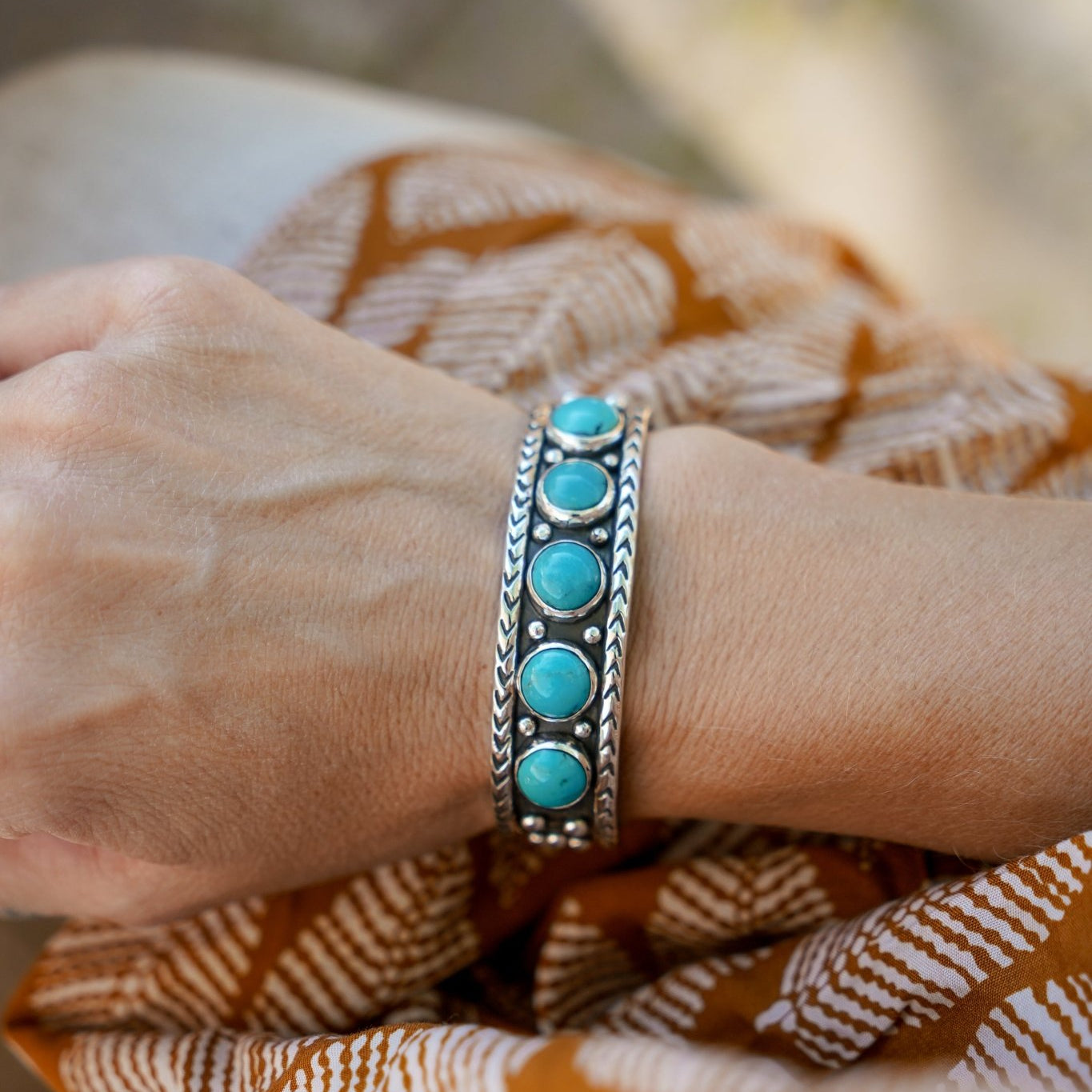 Egyptian Turquoise Cuff - Golden Road Crafted