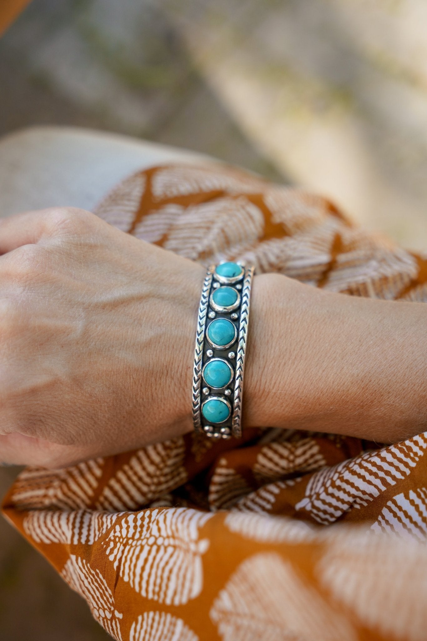 Egyptian Turquoise Cuff - Golden Road Crafted