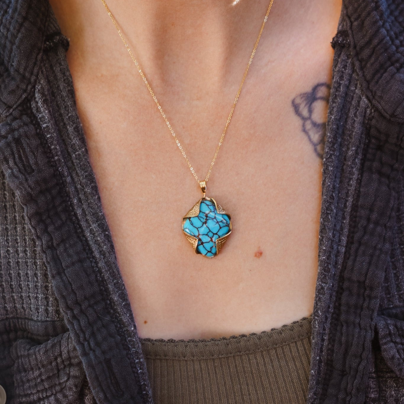 Egyptian Turquoise Necklace - Golden Road Crafted
