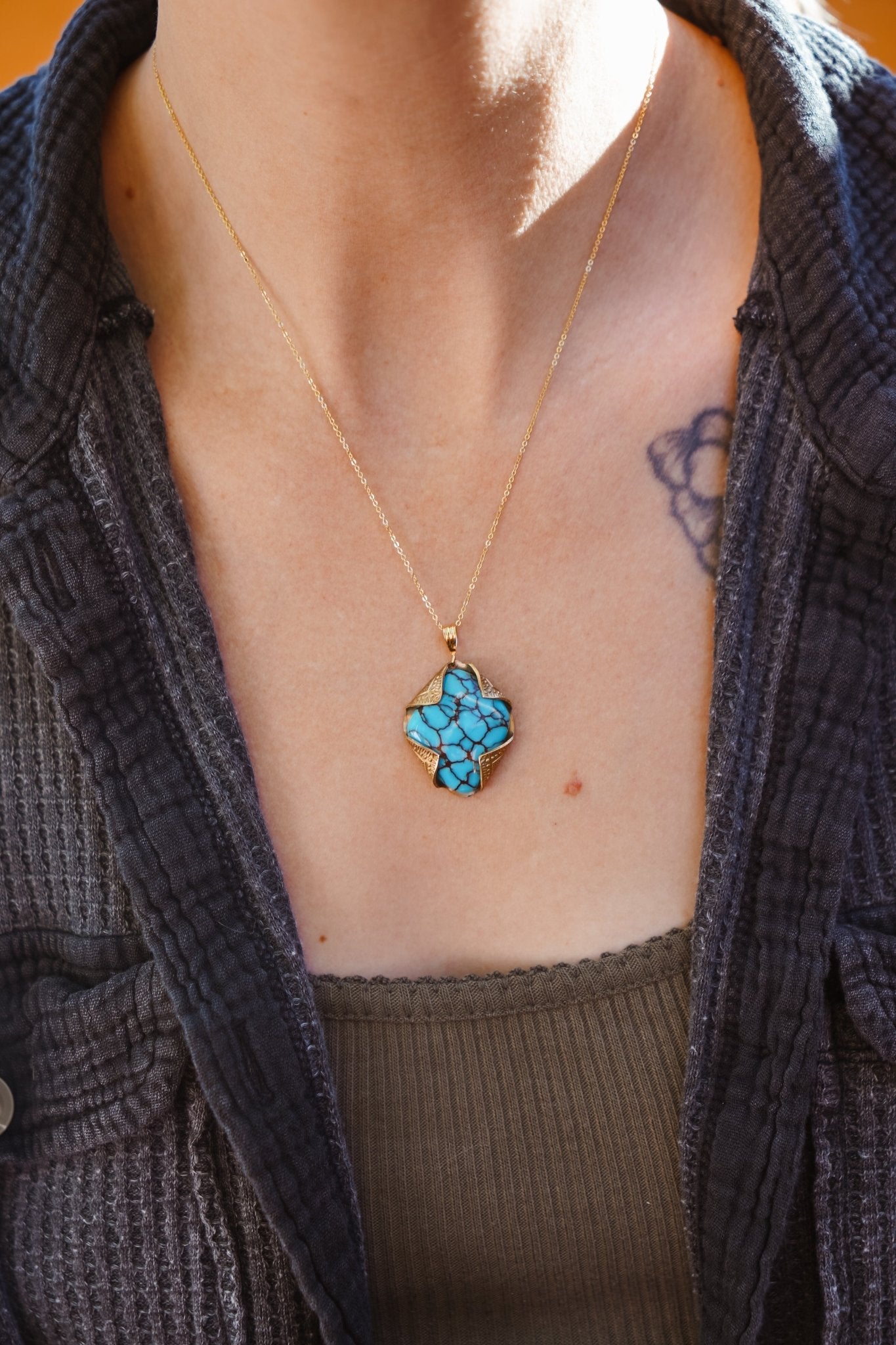 Egyptian Turquoise Necklace - Golden Road Crafted