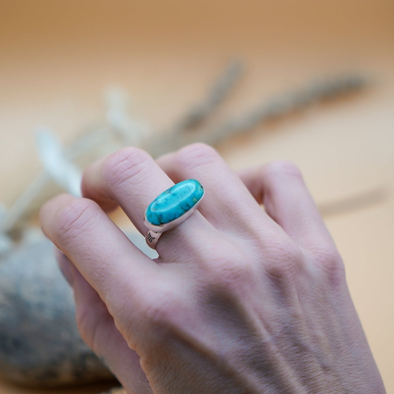 Egyptian Turquoise Ring (Size 8) - Golden Road Crafted