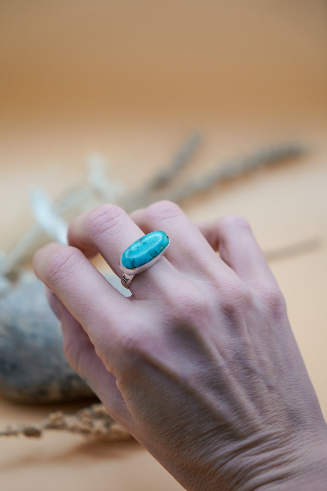 Egyptian Turquoise Ring (Size 8) - Golden Road Crafted