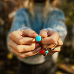 Ellipsis Ring in Campitos Turquoise (Size 7) - Golden Road Crafted