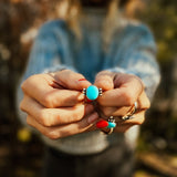 Ellipsis Ring in Campitos Turquoise (Size 7) - Golden Road Crafted