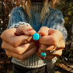 Ellipsis Ring in Campitos Turquoise (Size 7) - Golden Road Crafted