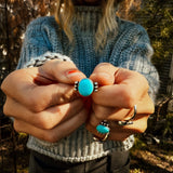 Ellipsis Ring in Campitos Turquoise (Size 7) - Golden Road Crafted