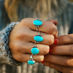 Ellipsis Ring in Campitos Turquoise (Size 7) - Golden Road Crafted
