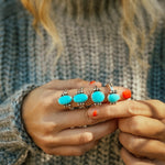 Ellipsis Ring in Campitos Turquoise (Size 7.5) - Golden Road Crafted