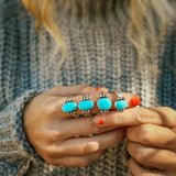 Ellipsis Ring in Campitos Turquoise (Size 7.5) - Golden Road Crafted