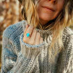 Ellipsis Ring in Campitos Turquoise (Size 7.5) - Golden Road Crafted
