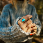 Ellipsis Ring in Campitos Turquoise (Size 7.5) - Golden Road Crafted