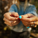 Ellipsis Ring in Campitos Turquoise (Size 7.75) - Golden Road Crafted