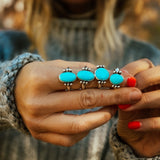 Ellipsis Ring in Campitos Turquoise (Size 7.75) - Golden Road Crafted