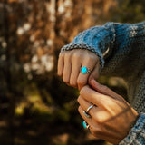 Ellipsis Ring in Campitos Turquoise (Size 7.75) - Golden Road Crafted