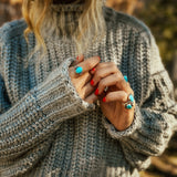 Ellipsis Ring in Campitos Turquoise (Size 7.75) - Golden Road Crafted