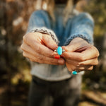 Ellipsis Ring in Campitos Turquoise (Size 9) - Golden Road Crafted