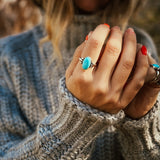Ellipsis Ring in Campitos Turquoise (Size 9) - Golden Road Crafted