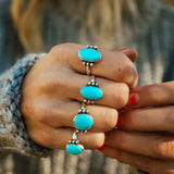 Ellipsis Ring in Campitos Turquoise (Size 9) - Golden Road Crafted