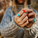 Ellipsis Ring in Campitos Turquoise (Size 9) - Golden Road Crafted