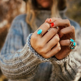 Ellipsis Ring in Campitos Turquoise (Size 9) - Golden Road Crafted