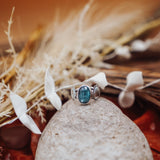 Fancy Concho Ring in Kyanite (Size 7.5) - Golden Road Crafted