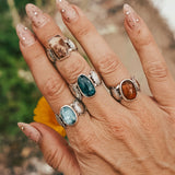 Fancy Concho Ring in Kyanite (Size 7.5) - Golden Road Crafted