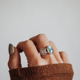 Fancy Concho Ring in Kyanite (Size 7.5) - Golden Road Crafted