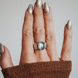 Fancy Concho Ring in Kyanite (Size 7.5) - Golden Road Crafted