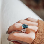 Fancy Concho Ring in Kyanite (Size 8.5) - Golden Road Crafted